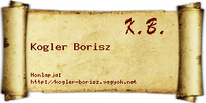 Kogler Borisz névjegykártya